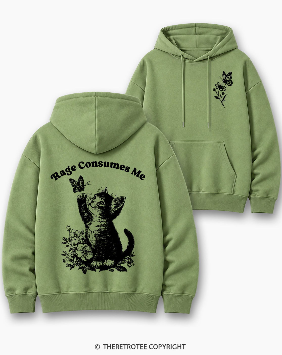 TheRetroTee Rage Consumes Me 1980s Cotton Hoodie