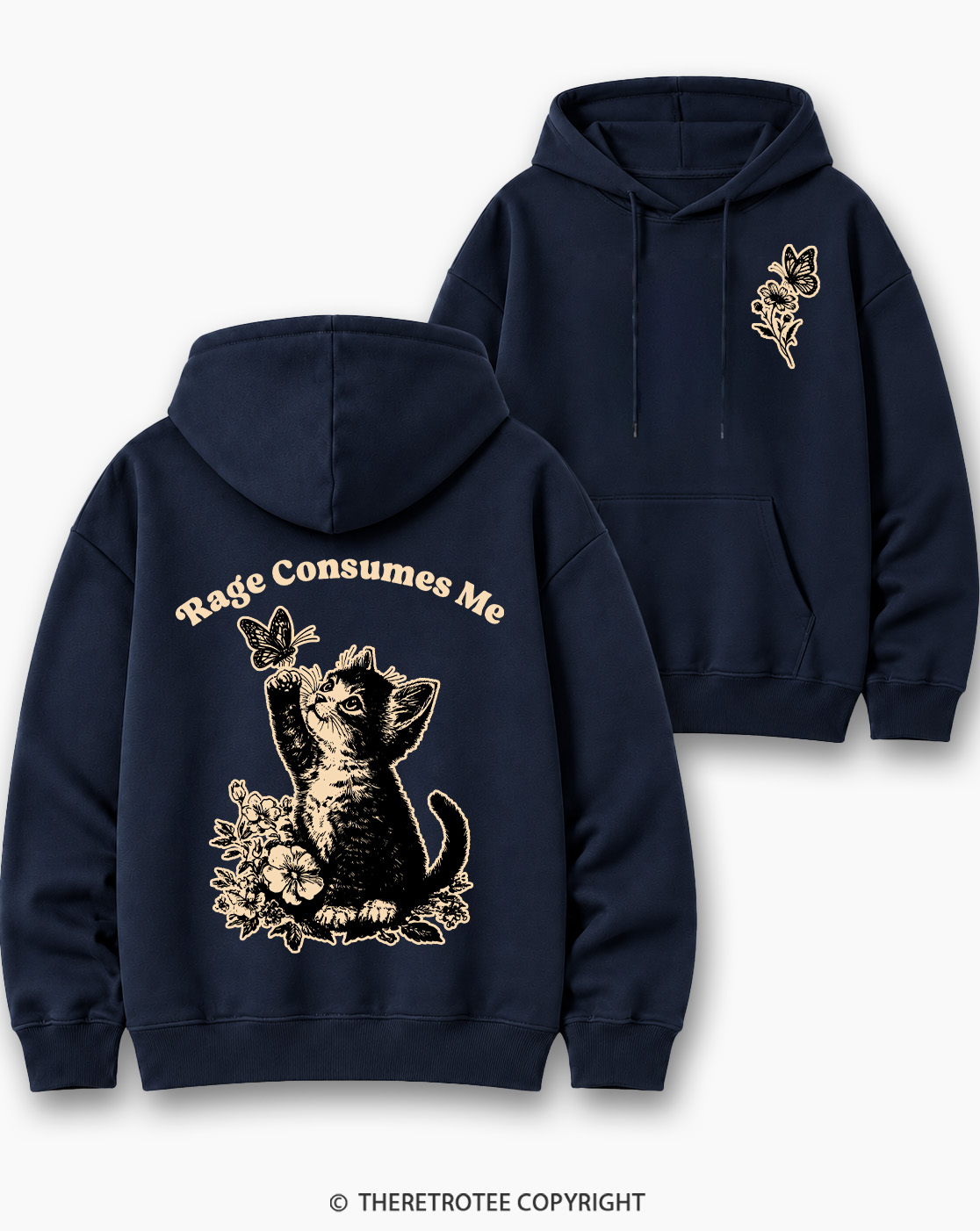 TheRetroTee Rage Consumes Me 1980s Cotton Hoodie