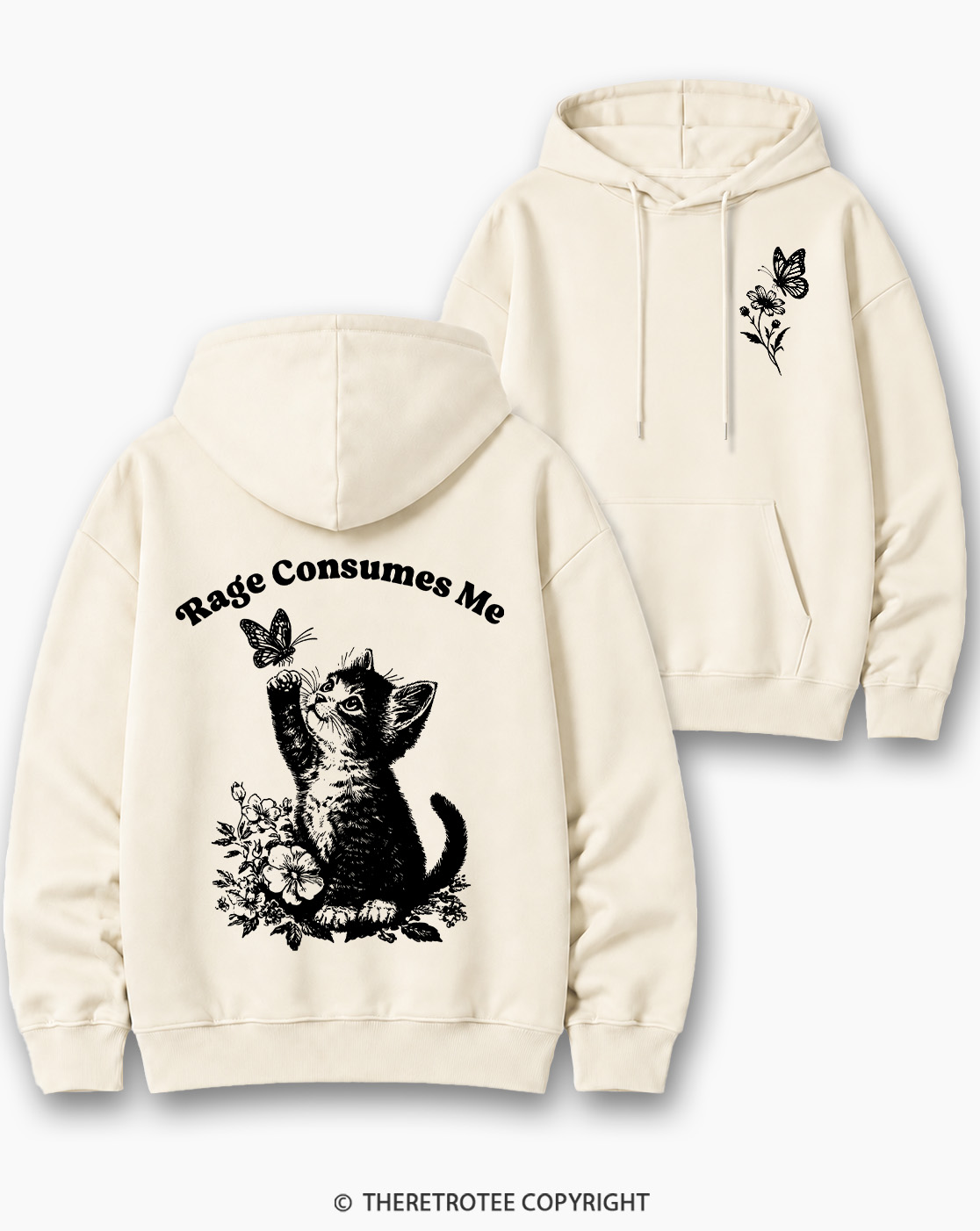 TheRetroTee Rage Consumes Me 1980s Cotton Hoodie