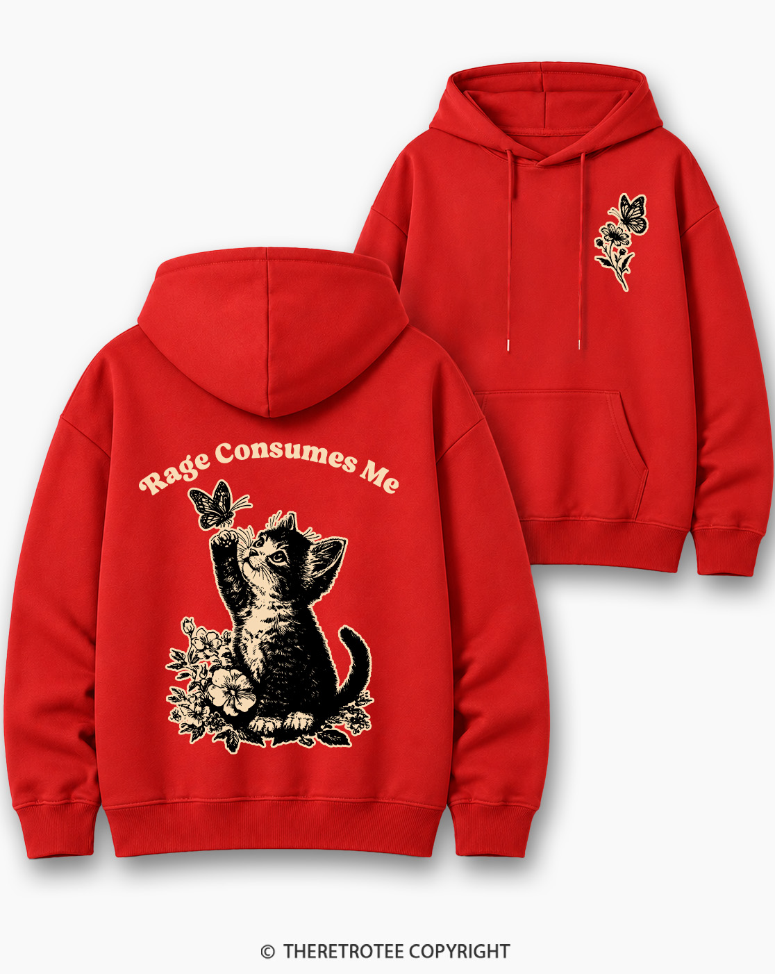TheRetroTee Rage Consumes Me 1980s Cotton Hoodie