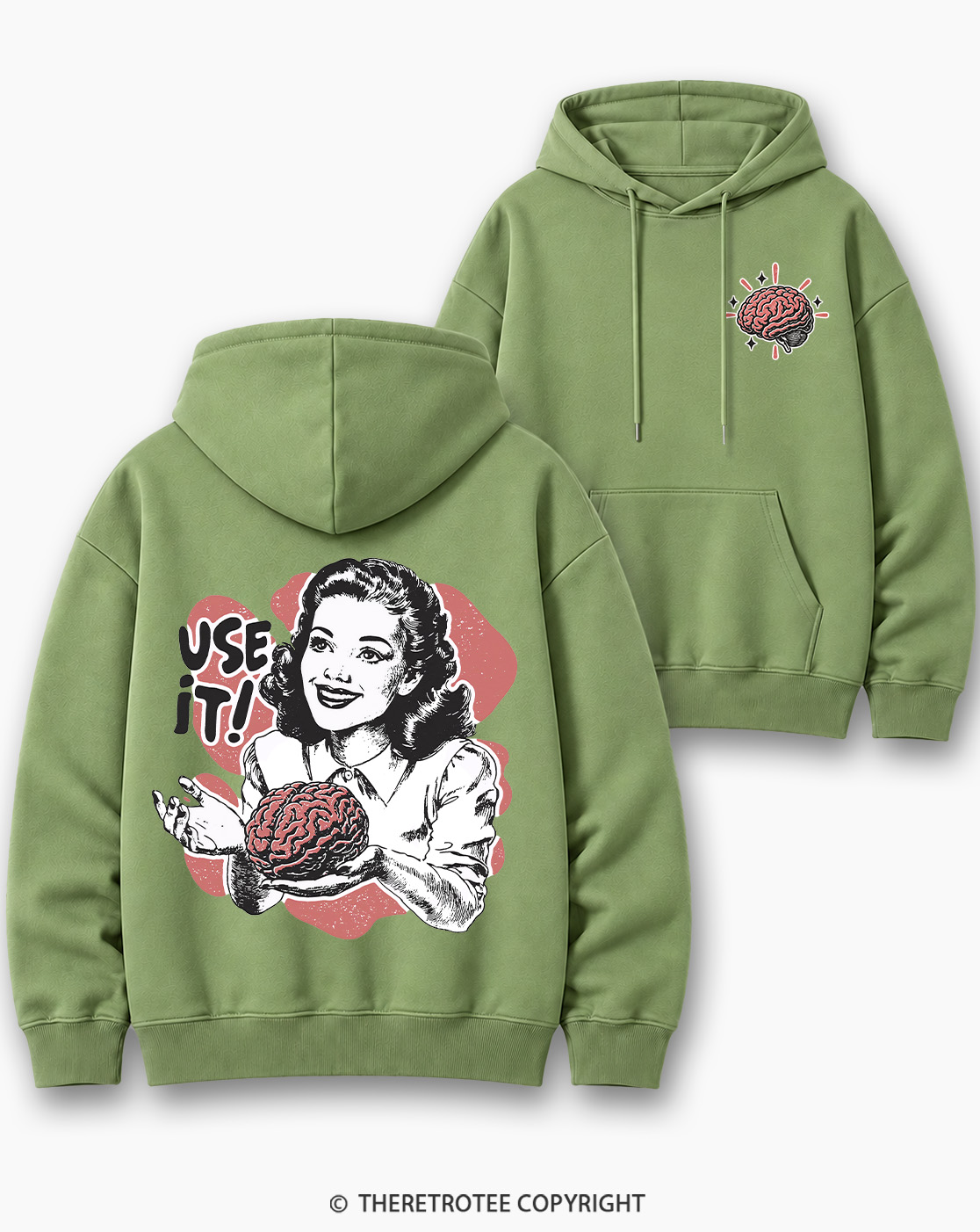 TheRetroTee Use Your Brain Sarcastic 1950s Cotton Hoodie
