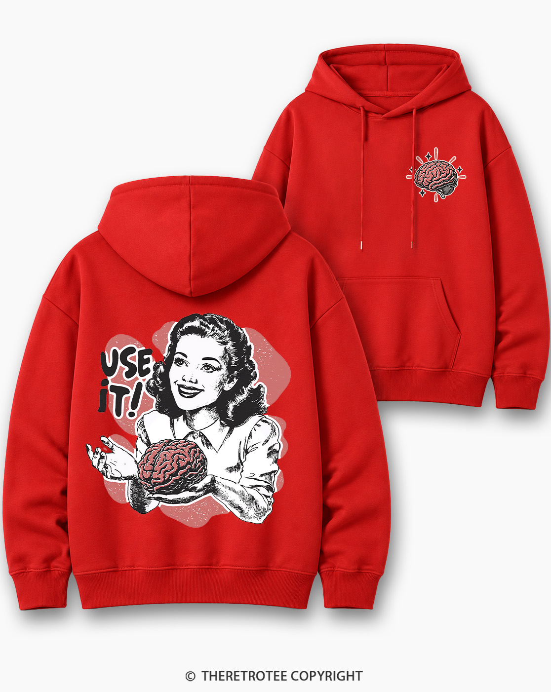TheRetroTee Use Your Brain Sarcastic 1950s Cotton Hoodie