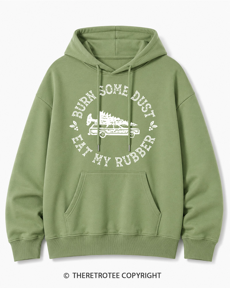 TheRetroTee Burn Some Dust 1980s Christmas Cotton Hoodie