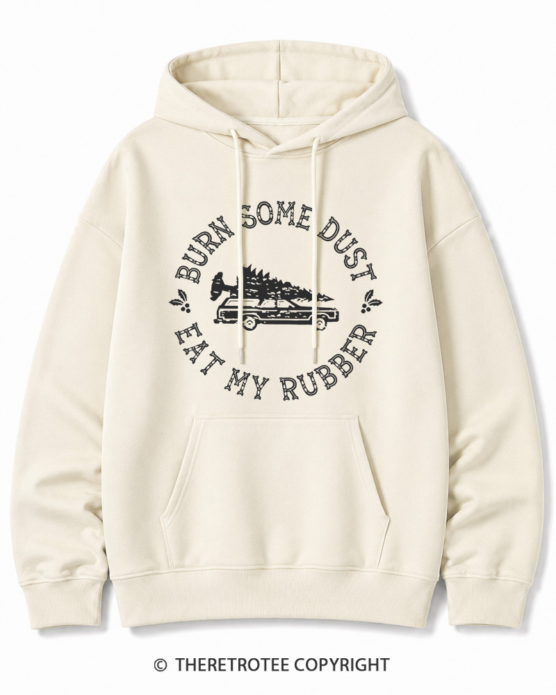 TheRetroTee Burn Some Dust 1980s Christmas Cotton Hoodie