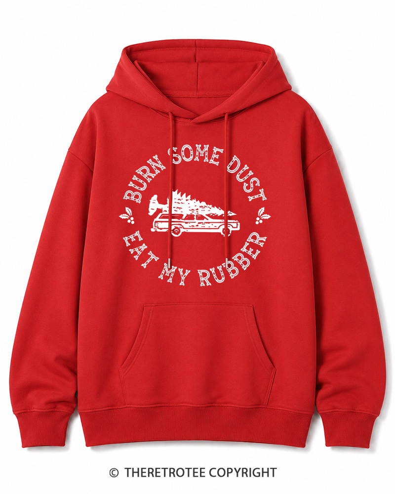 TheRetroTee Burn Some Dust 1980s Christmas Cotton Hoodie