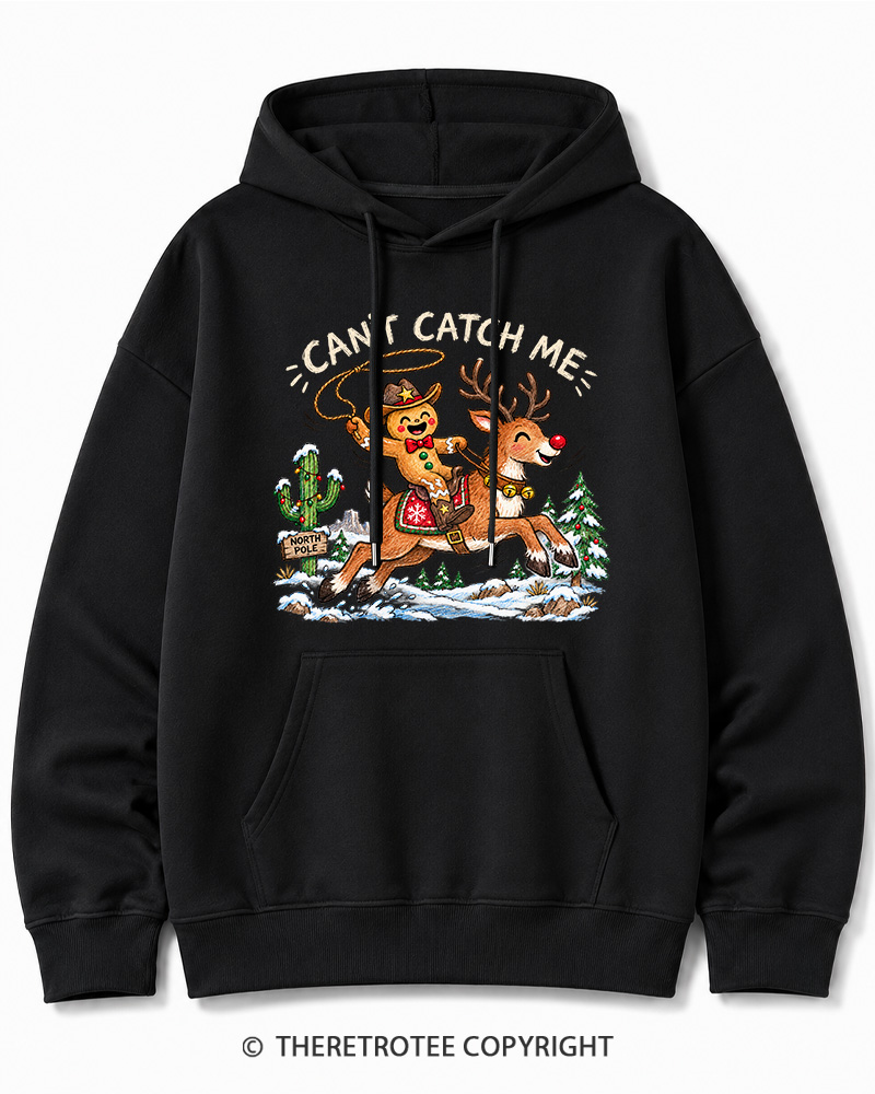 TheRetroTee Can't Catch Me Vintage Christmas Cotton Hoodie