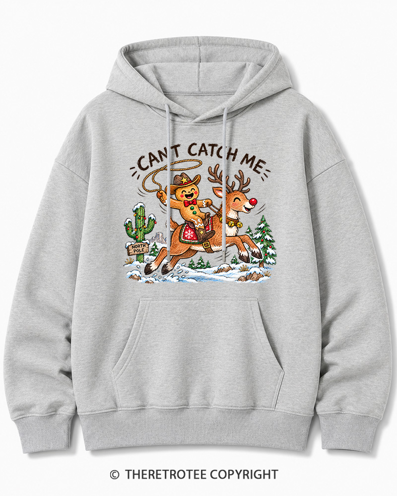 TheRetroTee Can't Catch Me Vintage Christmas Cotton Hoodie