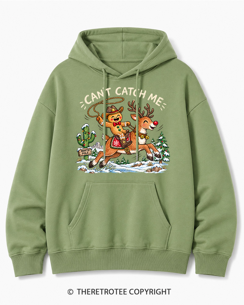 TheRetroTee Can't Catch Me Vintage Christmas Cotton Hoodie