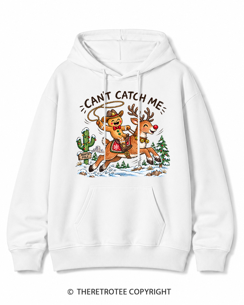 TheRetroTee Can't Catch Me Vintage Christmas Cotton Hoodie