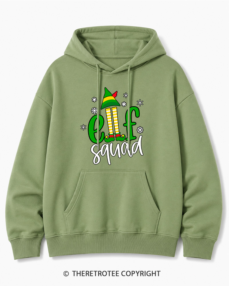 TheRetroTee Elf Squad Vintage Christmas Cotton Hoodie