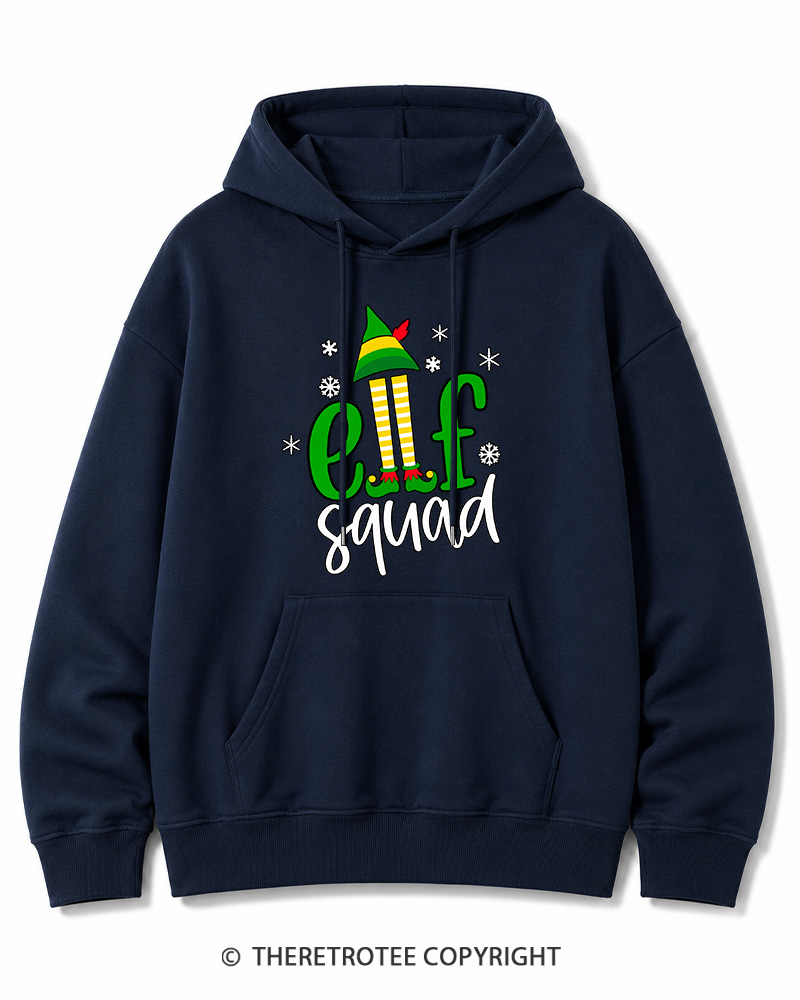 TheRetroTee Elf Squad Vintage Christmas Cotton Hoodie
