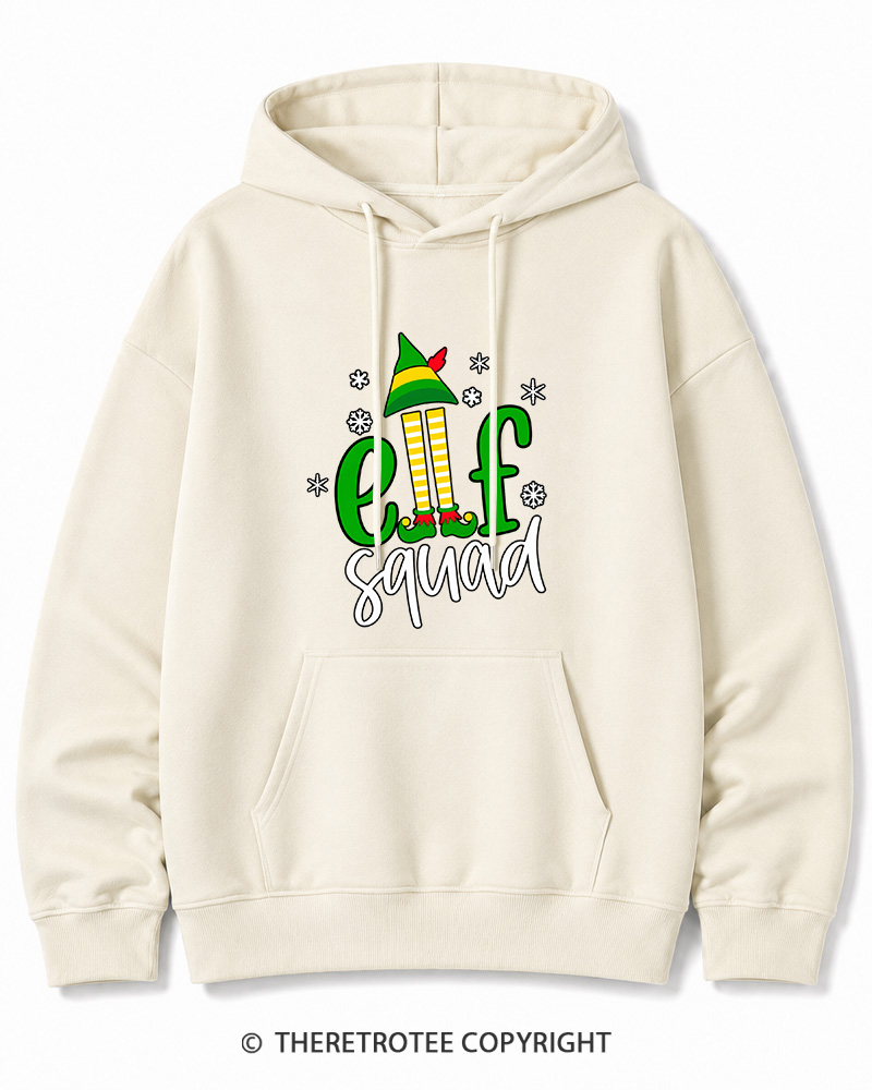 TheRetroTee Elf Squad Vintage Christmas Cotton Hoodie