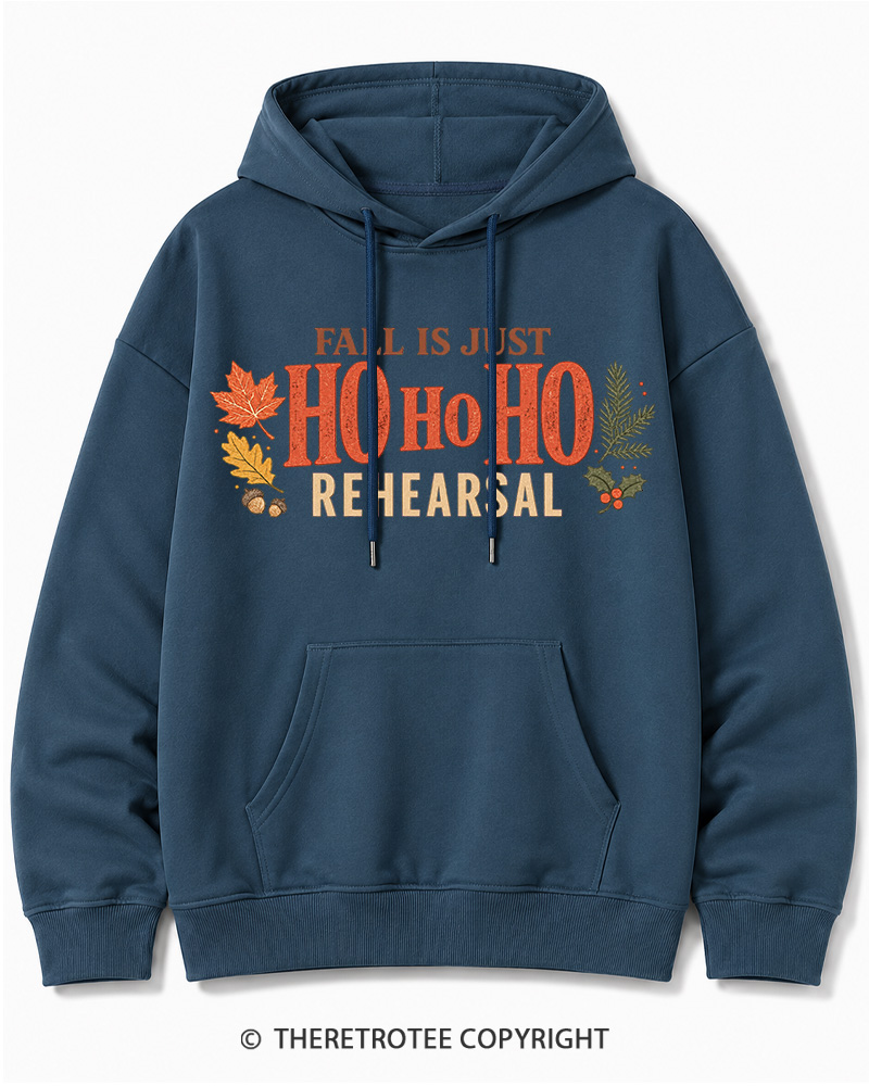 TheRetroTee Fall Is Just Ho Ho Ho Vintage  Christmas Cotton Hoodie