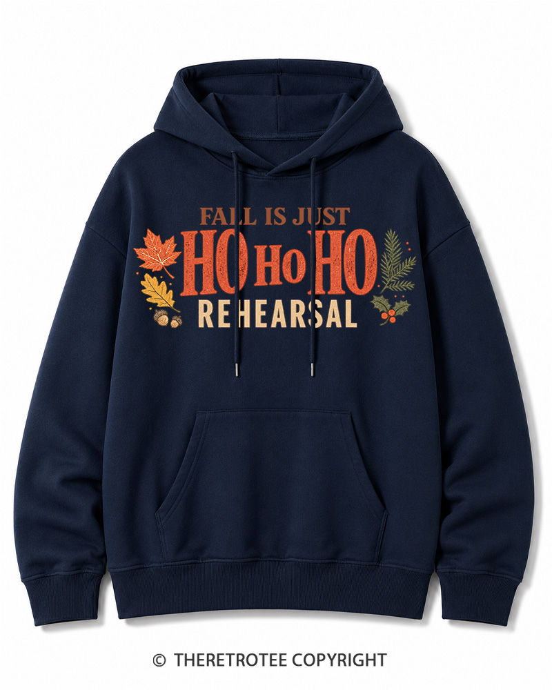 TheRetroTee Fall Is Just Ho Ho Ho Vintage  Christmas Cotton Hoodie