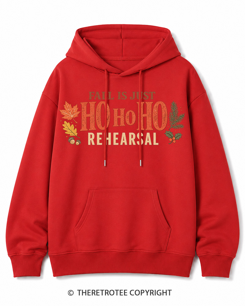 TheRetroTee Fall Is Just Ho Ho Ho Vintage  Christmas Cotton Hoodie