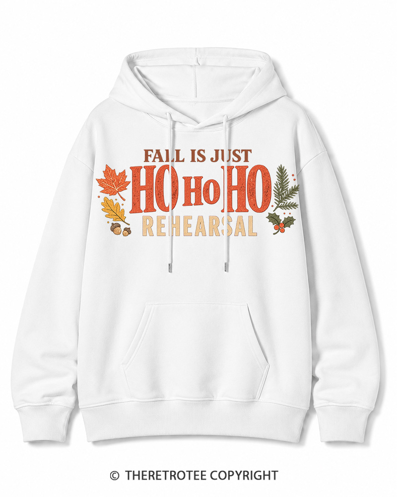 TheRetroTee Fall Is Just Ho Ho Ho Vintage  Christmas Cotton Hoodie