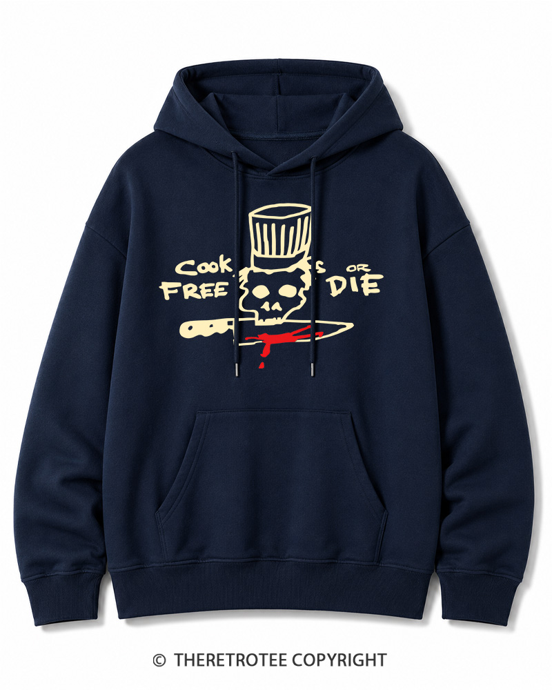 TheRetroTee Cook Free or Die 1990s Halloween Cotton Hoodie