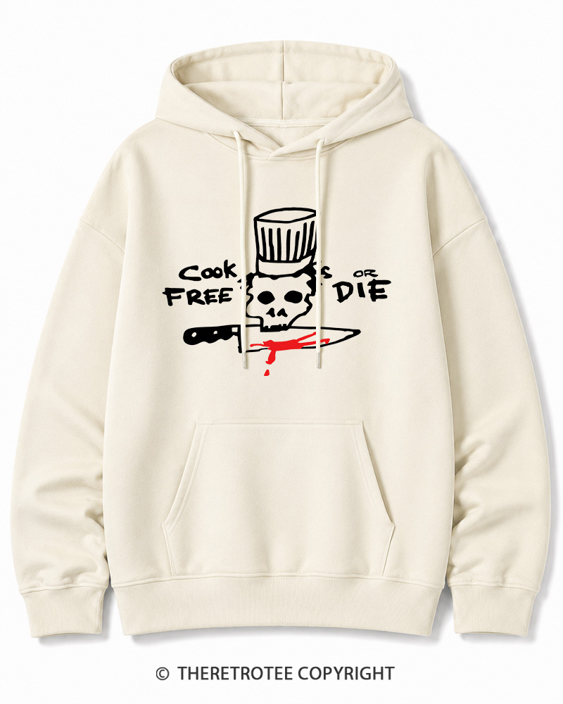 TheRetroTee Cook Free or Die 1990s Halloween Cotton Hoodie