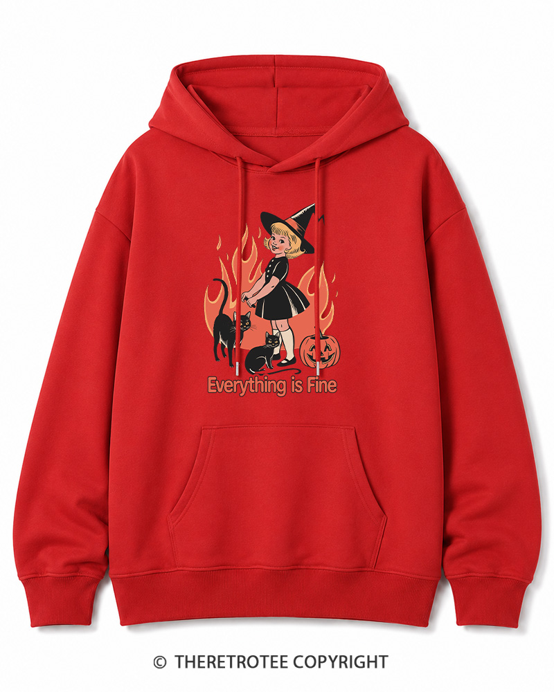 TheRetroTee Everything Is Fine 1980s Halloween Halloween Cotton Hoodie