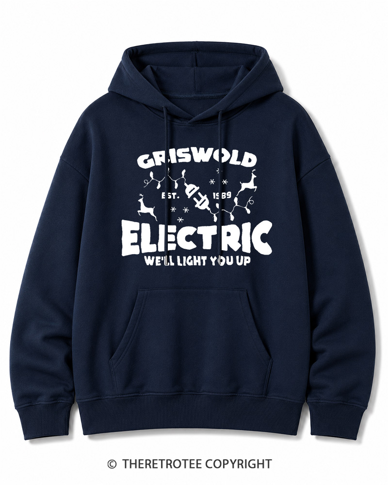 TheRetroTee We’ll Light You Up 1980s Christmas Cotton Hoodie
