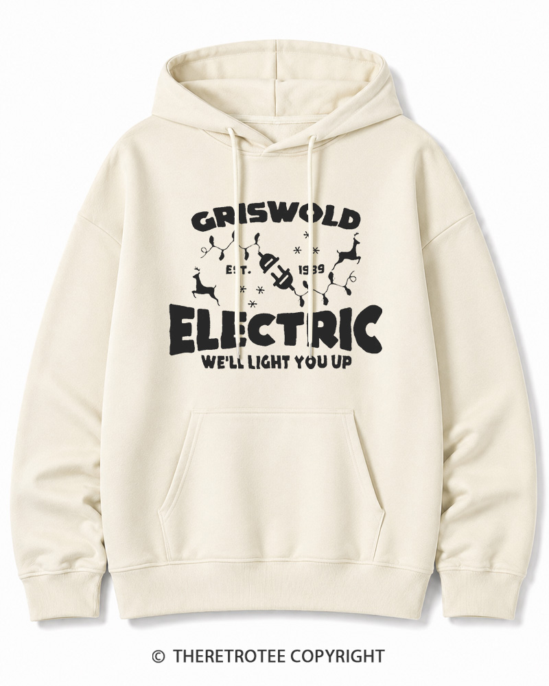 TheRetroTee We’ll Light You Up 1980s Christmas Cotton Hoodie