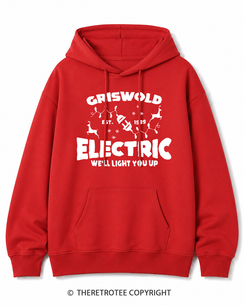 TheRetroTee We’ll Light You Up 1980s Christmas Cotton Hoodie