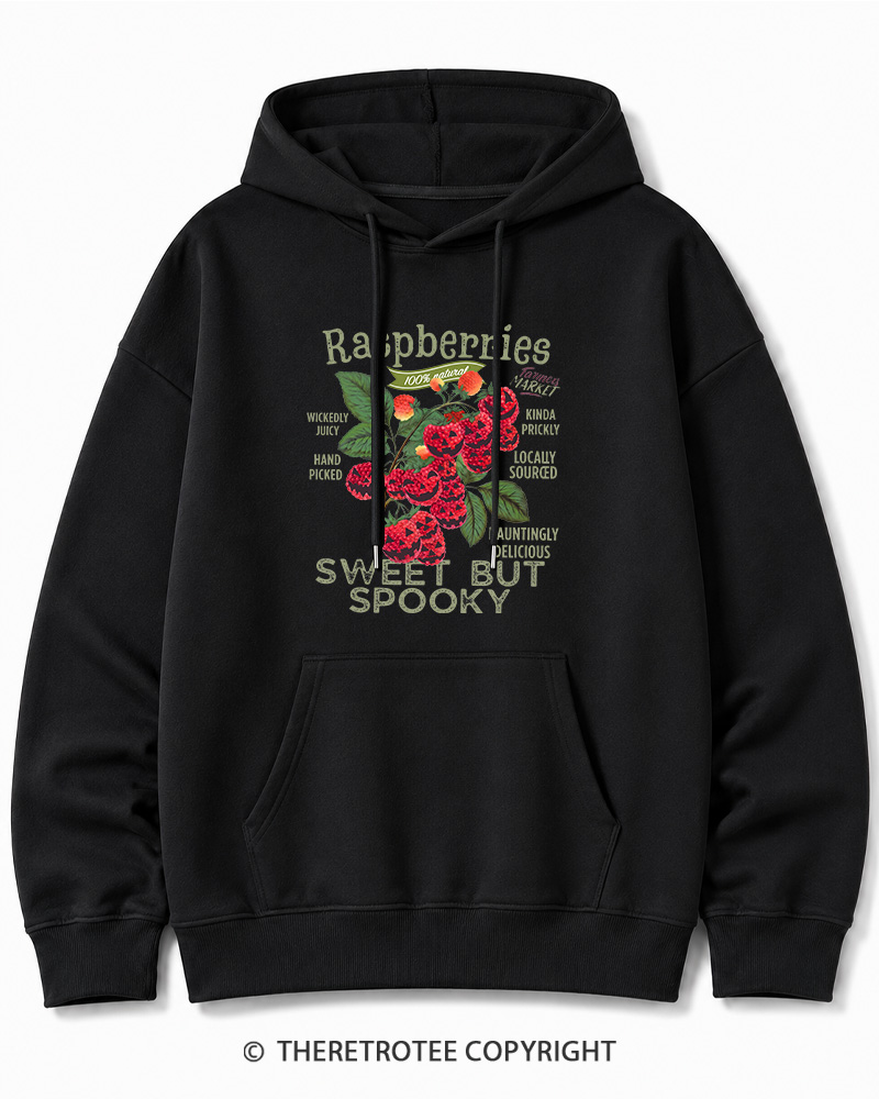 TheRetroTee Haunted Raspberries Halloween 1950s Halloween Cotton Hoodie