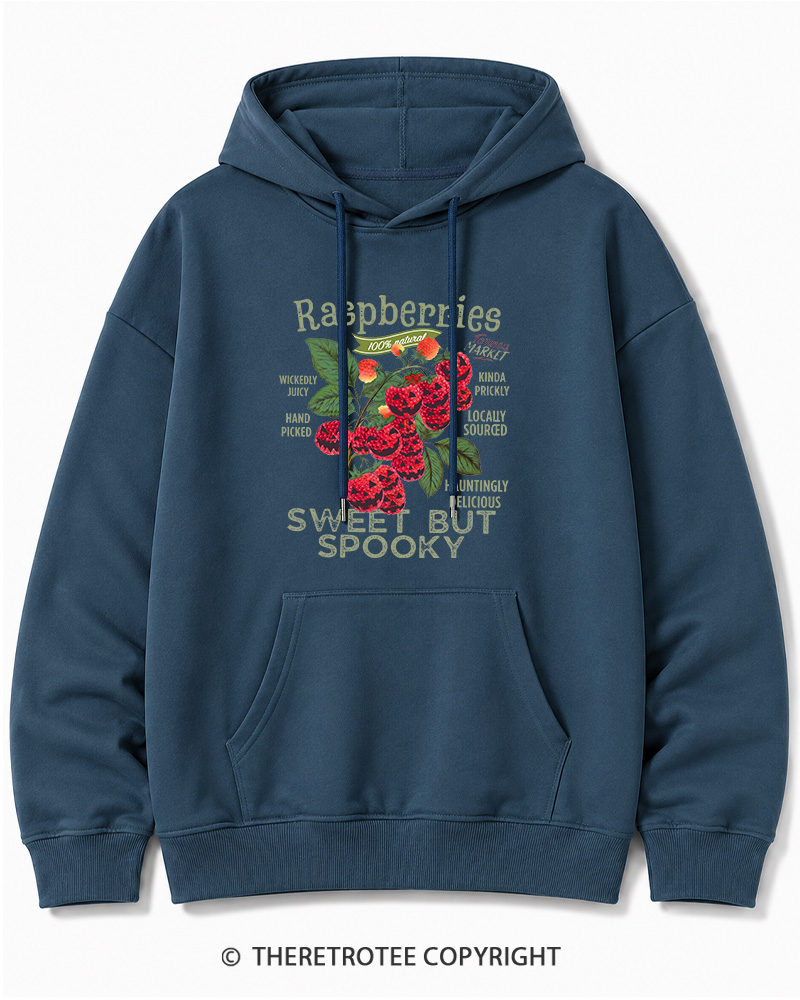 TheRetroTee Haunted Raspberries Halloween 1950s Halloween Cotton Hoodie