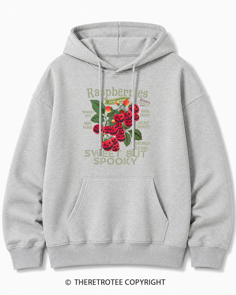 TheRetroTee Haunted Raspberries Halloween 1950s Halloween Cotton Hoodie