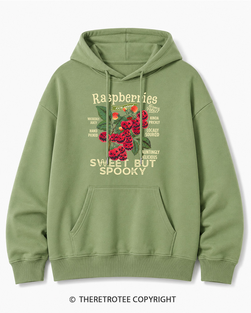 TheRetroTee Haunted Raspberries Halloween 1950s Halloween Cotton Hoodie
