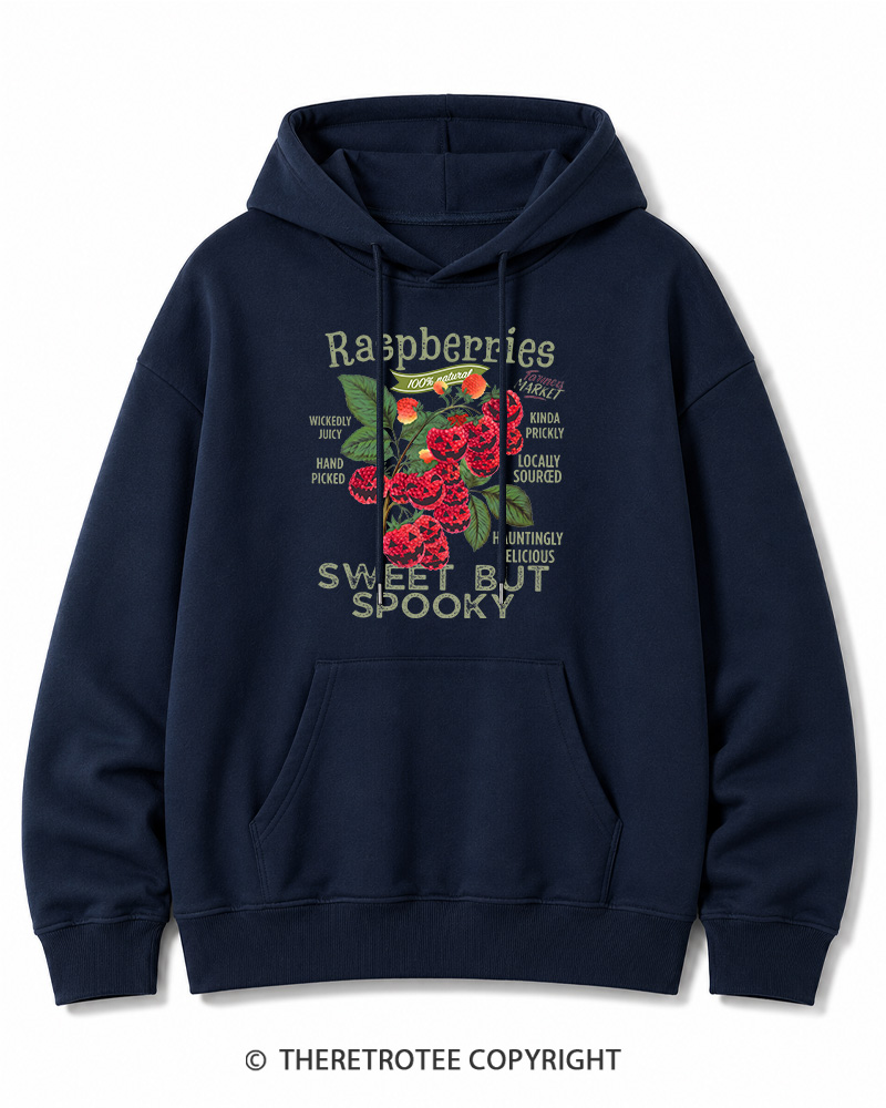 TheRetroTee Haunted Raspberries Halloween 1950s Halloween Cotton Hoodie