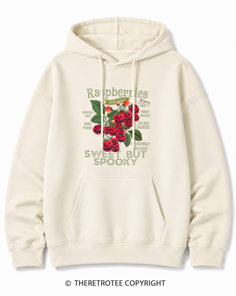 TheRetroTee Haunted Raspberries Halloween 1950s Halloween Cotton Hoodie
