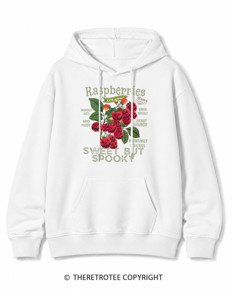 TheRetroTee Haunted Raspberries Halloween 1950s Halloween Cotton Hoodie