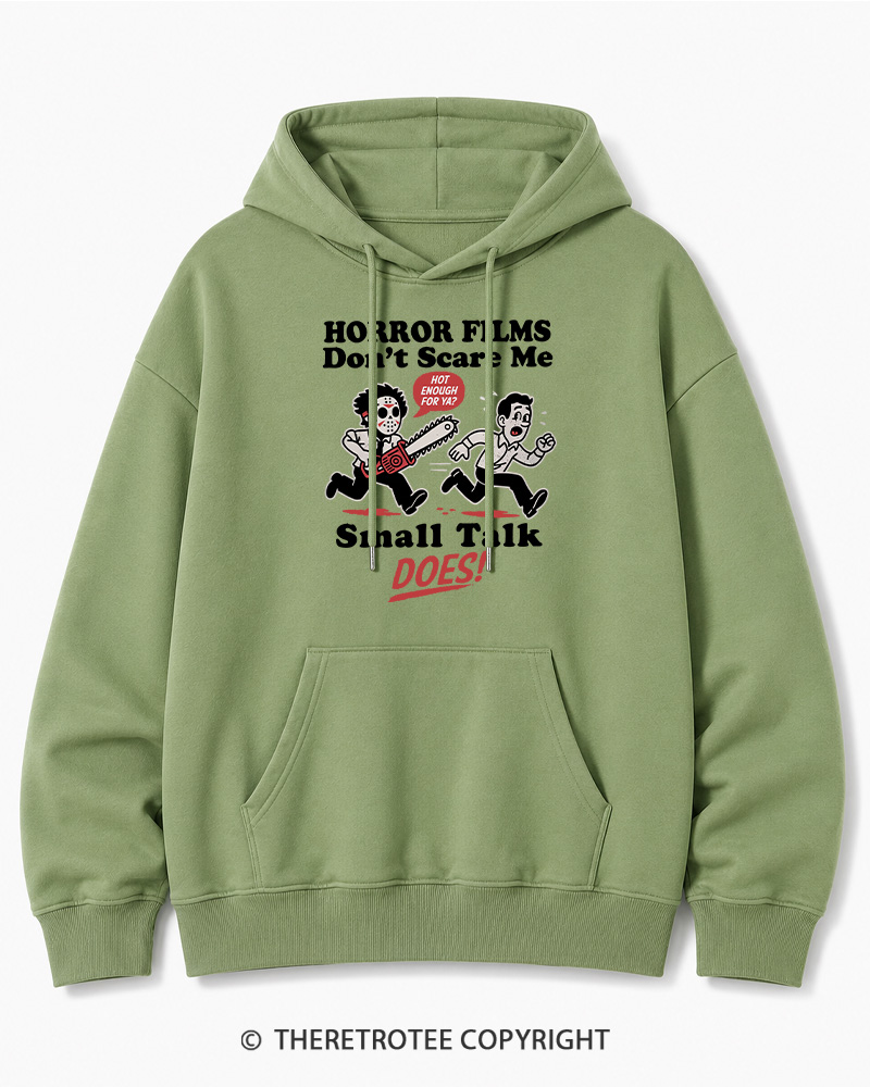 TheRetroTee Horror Small Talk 1980s Halloween Halloween Cotton Hoodie