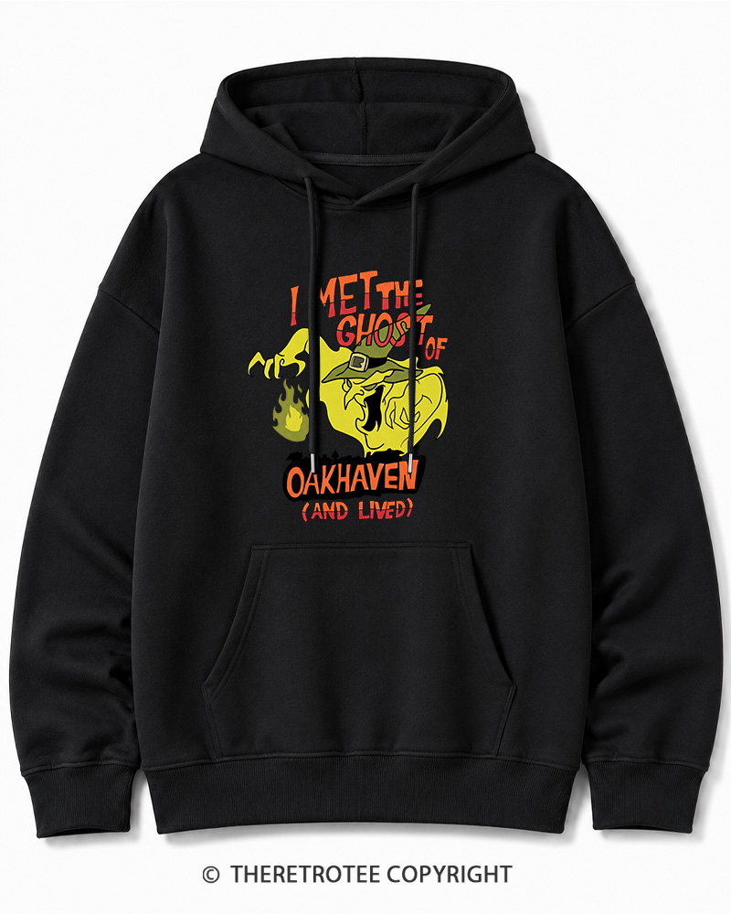 TheRetroTee I Met The Ghost Of Oakhaven 1990s Halloween Cotton Hoodie