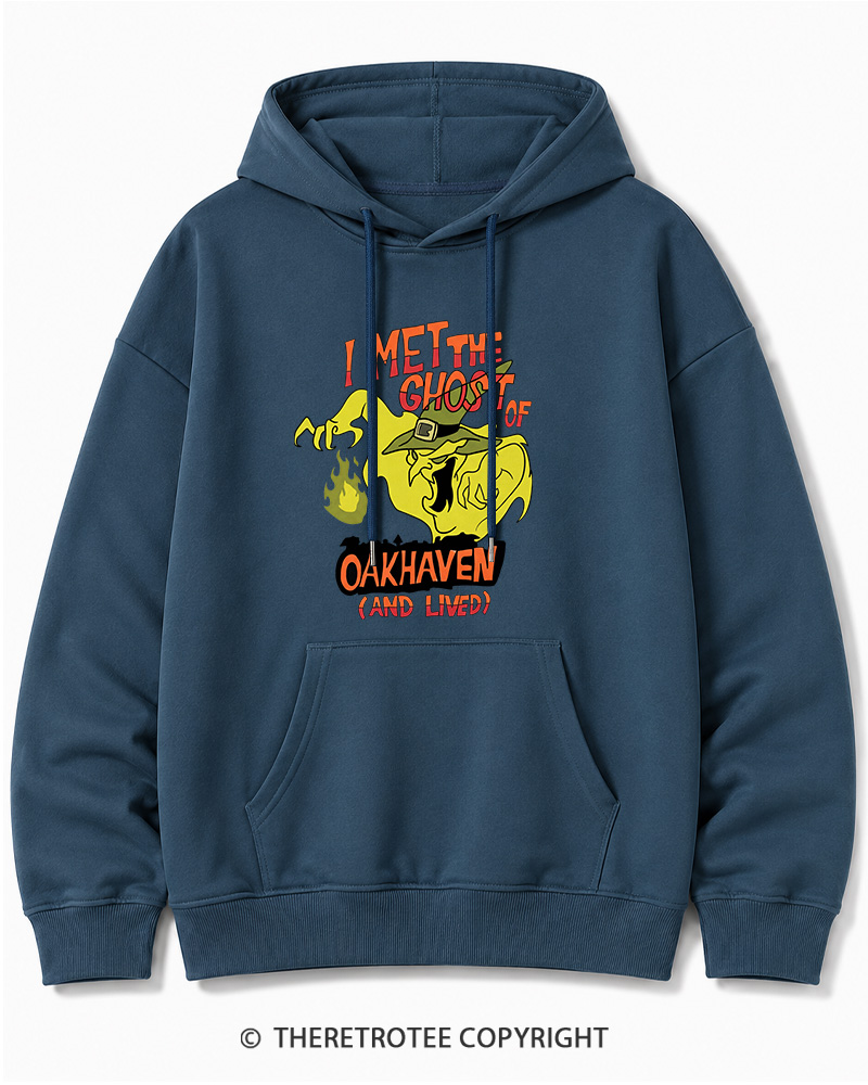 TheRetroTee I Met The Ghost Of Oakhaven 1990s Halloween Cotton Hoodie