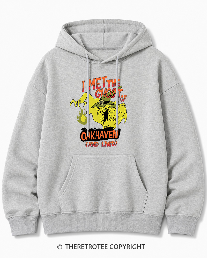TheRetroTee I Met The Ghost Of Oakhaven 1990s Halloween Cotton Hoodie