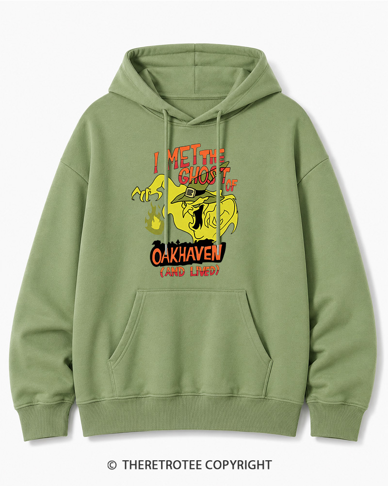 TheRetroTee I Met The Ghost Of Oakhaven 1990s Halloween Cotton Hoodie
