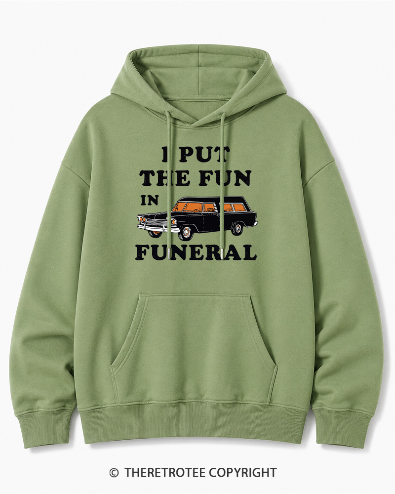 TheRetroTee I Put The Fun In Funeral 1960s Halloween Halloween Cotton Hoodie