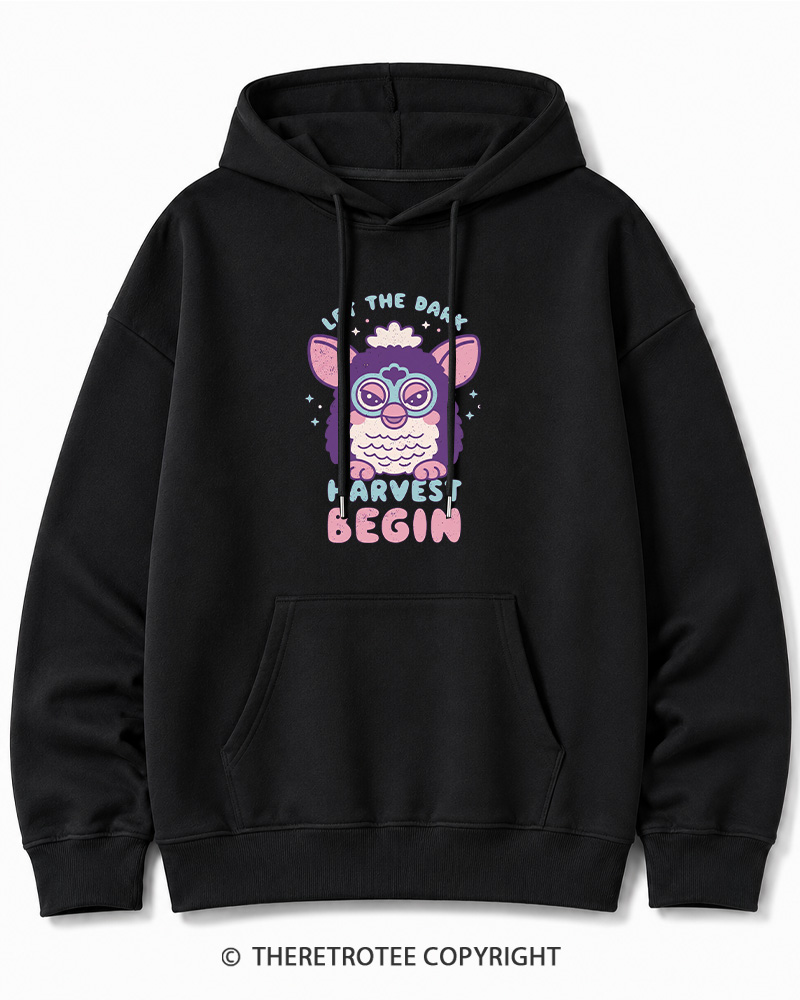TheRetroTee Let The Dark Harvest Begin 1990s Halloween Cotton Hoodie
