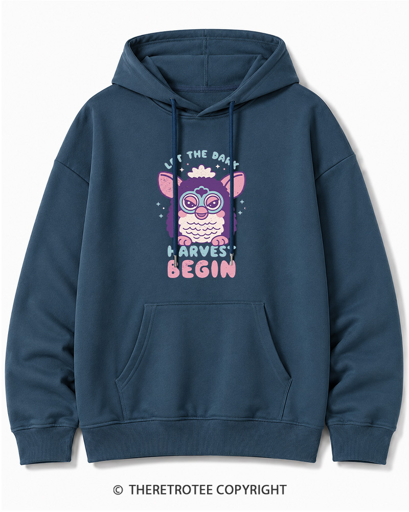 TheRetroTee Let The Dark Harvest Begin 1990s Halloween Cotton Hoodie