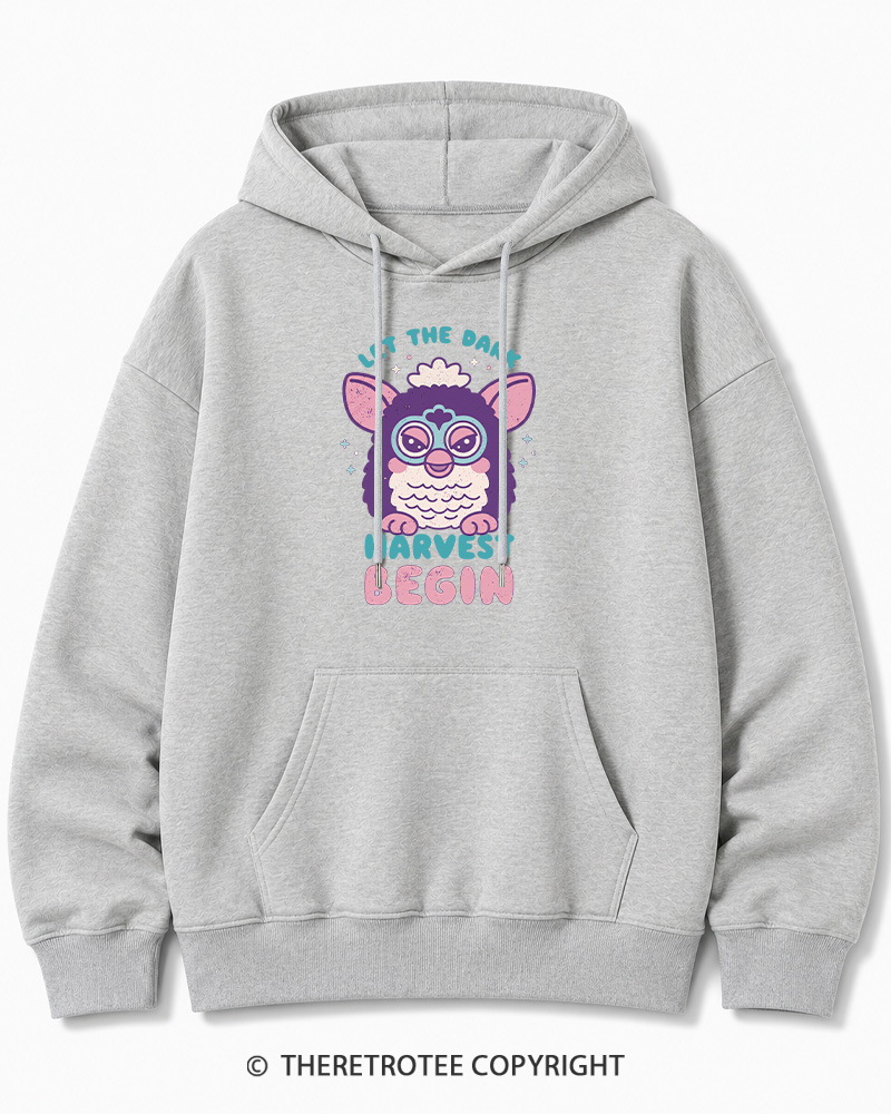 TheRetroTee Let The Dark Harvest Begin 1990s Halloween Cotton Hoodie