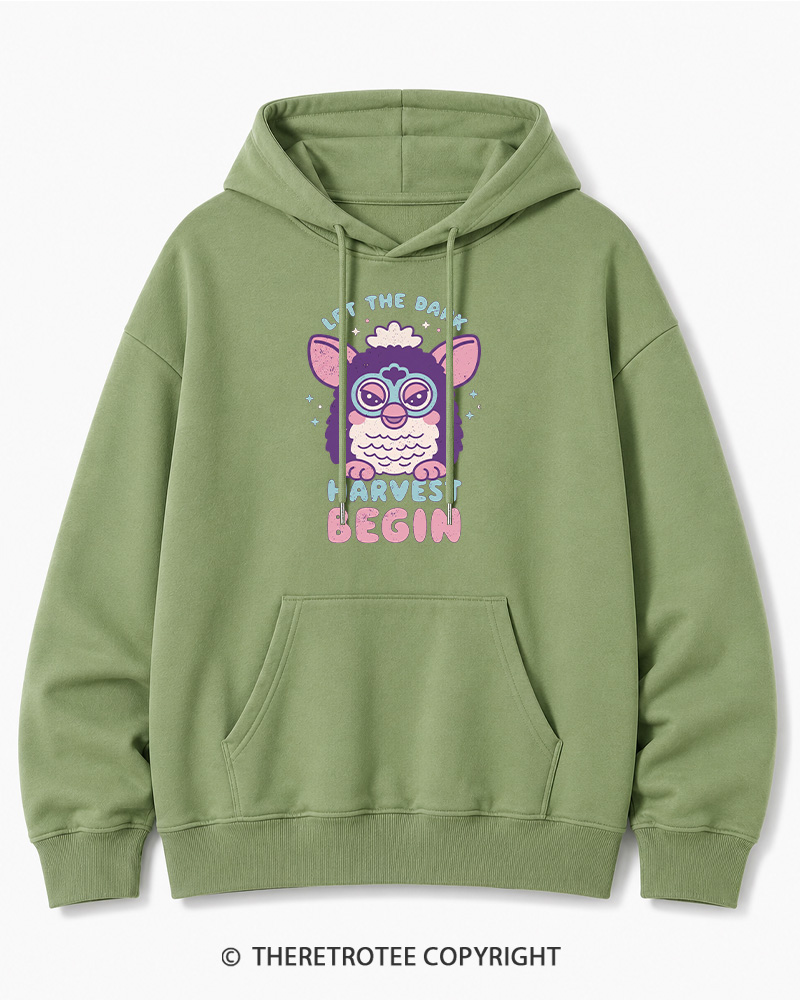 TheRetroTee Let The Dark Harvest Begin 1990s Halloween Cotton Hoodie