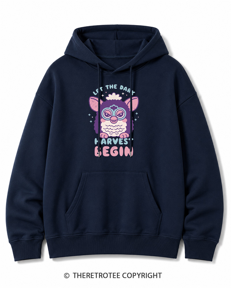 TheRetroTee Let The Dark Harvest Begin 1990s Halloween Cotton Hoodie