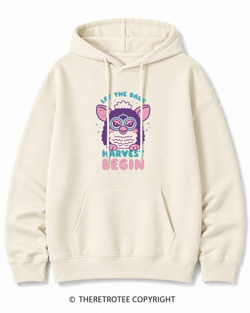 TheRetroTee Let The Dark Harvest Begin 1990s Halloween Cotton Hoodie