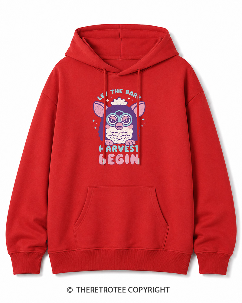 TheRetroTee Let The Dark Harvest Begin 1990s Halloween Cotton Hoodie