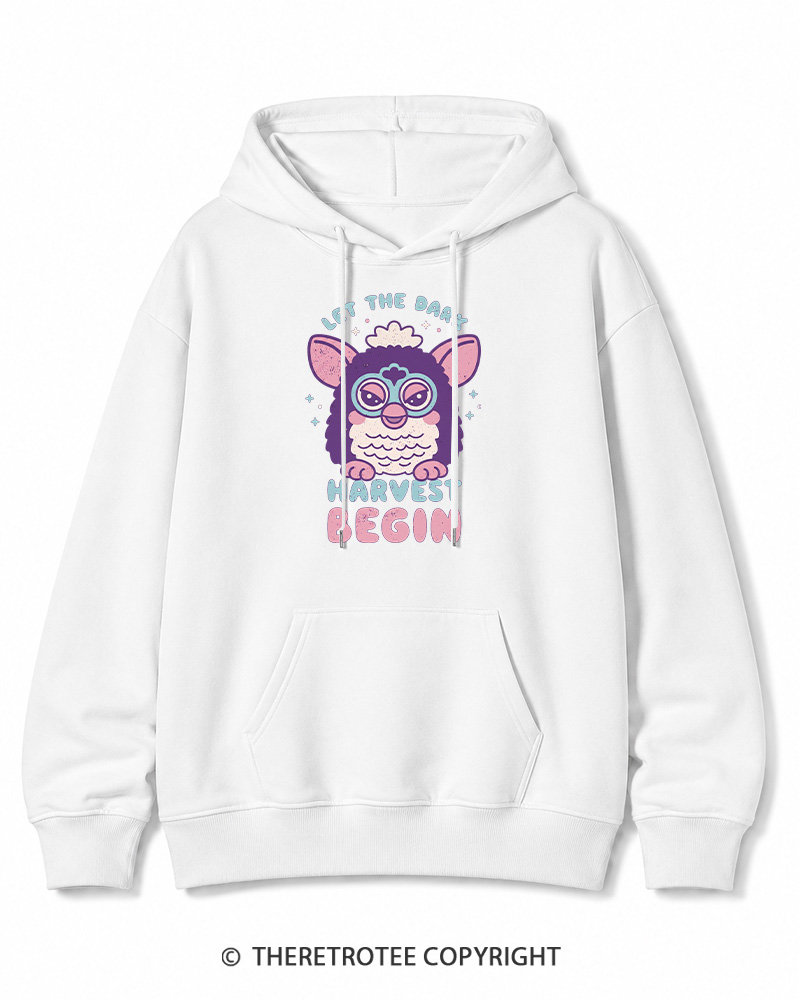 TheRetroTee Let The Dark Harvest Begin 1990s Halloween Cotton Hoodie