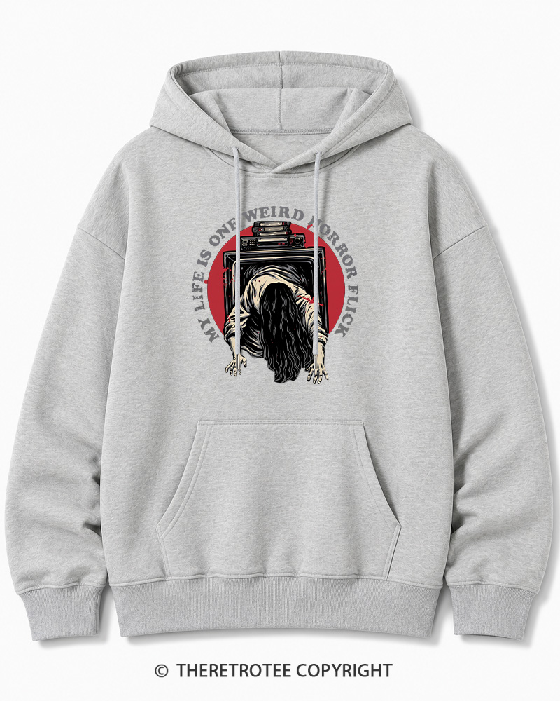 TheRetroTee My Life Is One Weird Horror Flick 1980s Halloween Halloween Cotton Hoodie