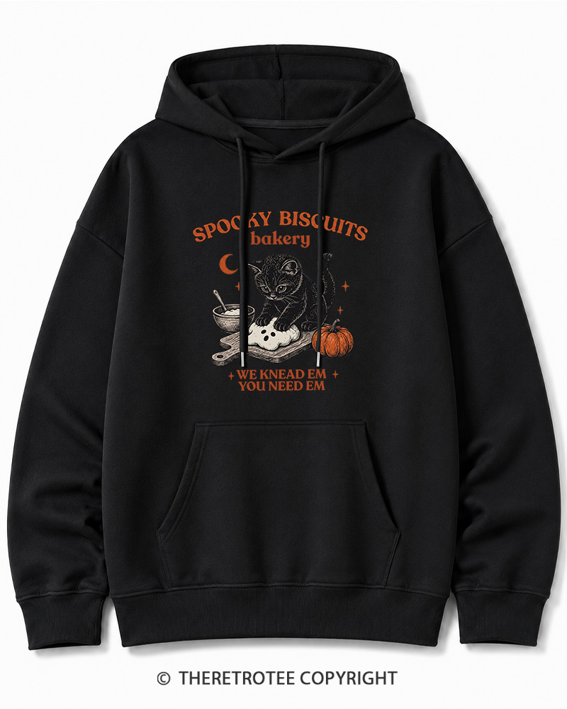 TheRetroTee Spooky Biscuits Bakery 1970s Halloween Halloween Cotton Hoodie