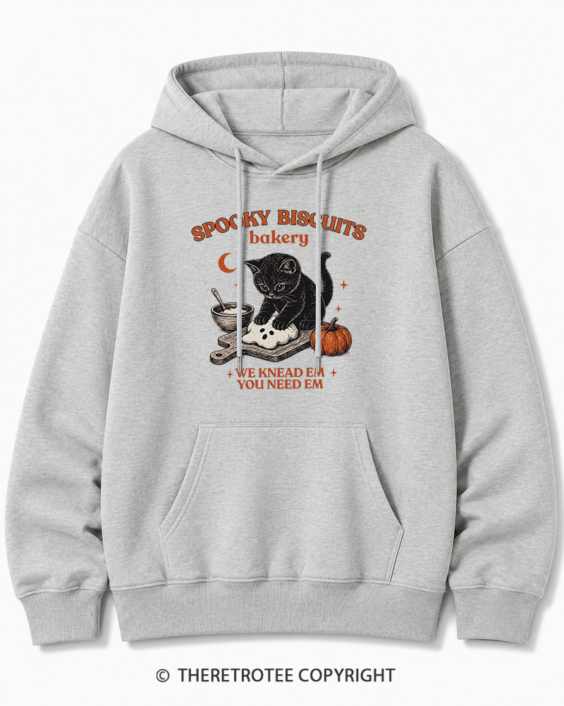 TheRetroTee Spooky Biscuits Bakery 1970s Halloween Halloween Cotton Hoodie